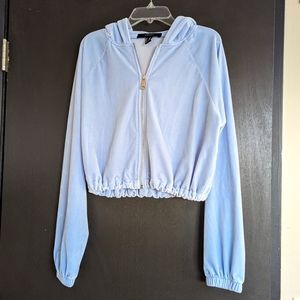 Forever 21 Velour Crop Hoodie